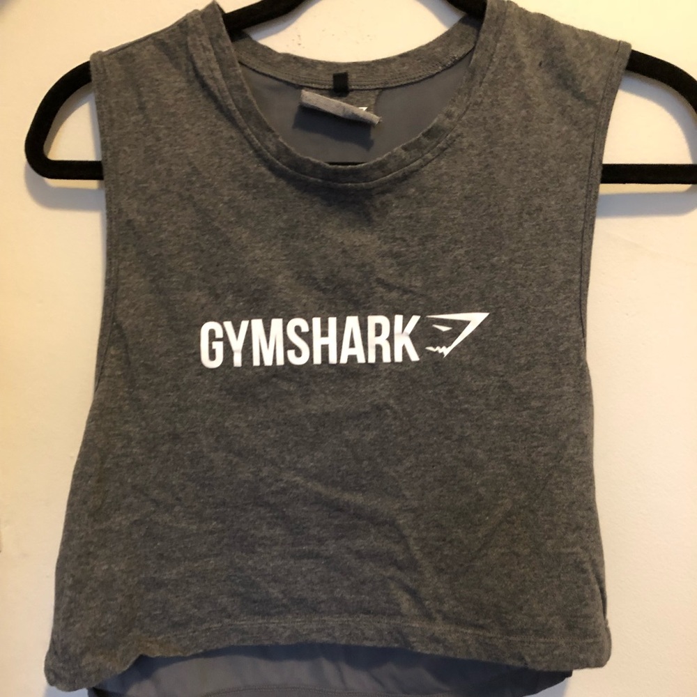 Gymshark Crop Mesh Back Tank - Charcoal Marl
